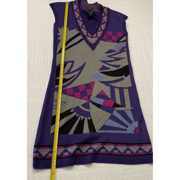 James Coviello for Anna Sui Purple Sleeveless Wool Blend Sweater Dress Small - Picture 3 of 7